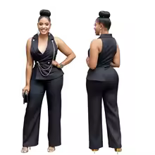 African Elegant Fashion Women Black Jumpsuit