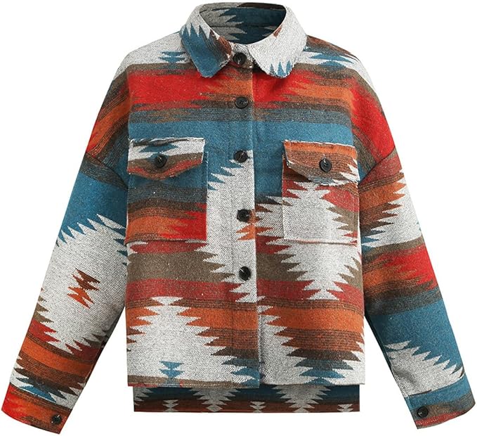 COWOKA Women's Vintage Pattern Shacket